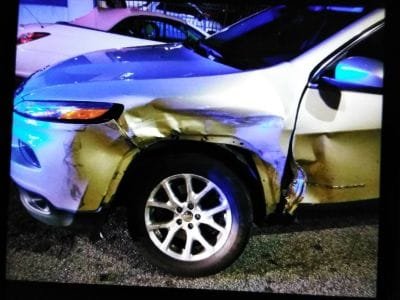 car struck in intersection