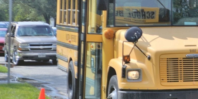 school bus on side of road