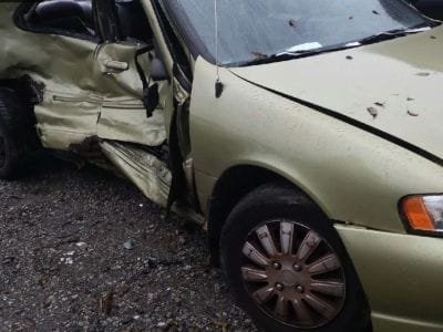 car with crushed side after car accident