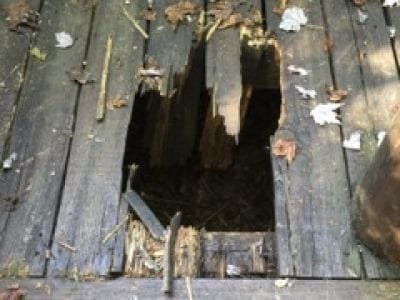 hole resulting in fall