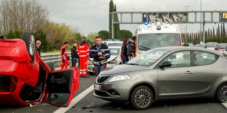 emergency vehicles on roadway during accident
