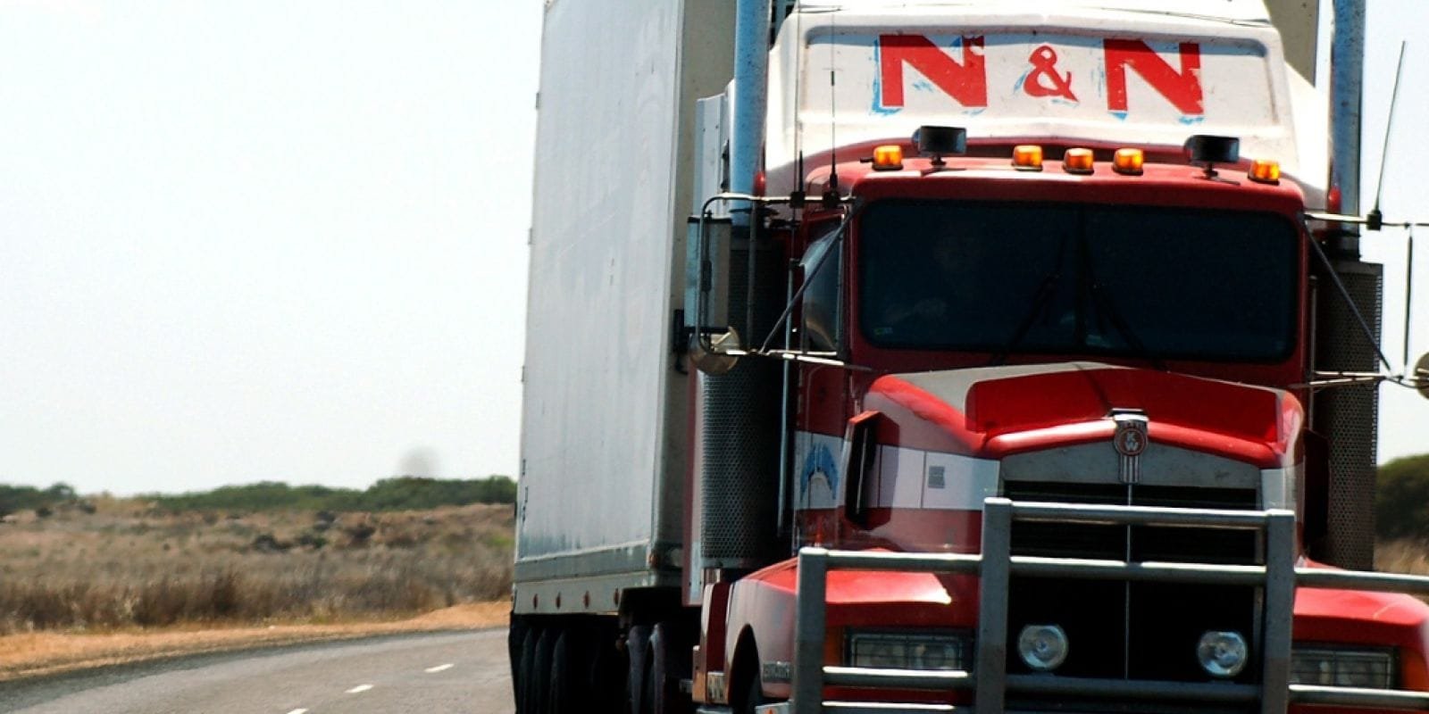 Truck driving on highway