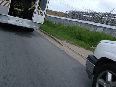 ambulance on scene after rear-ended car